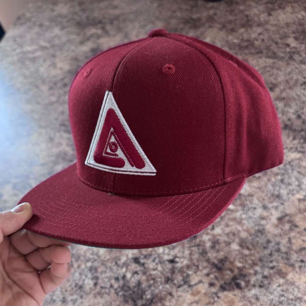 Burgundy Snapback Cap with Triangle Logo